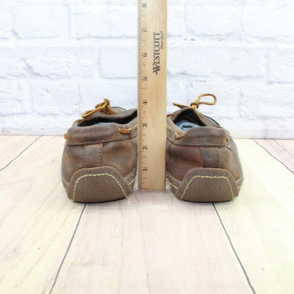 LL Bean Brown Leather Flannel Lined Handsewn Slippers Size 13 Medium - Picture 6 of 9